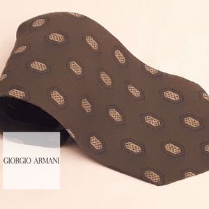 Men's Giorgio Armani Cravatte Tie, Green w/Blue & Cream Accents